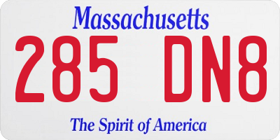 MA license plate 285DN8