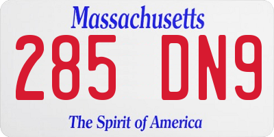 MA license plate 285DN9