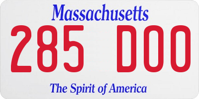 MA license plate 285DO0