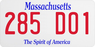 MA license plate 285DO1
