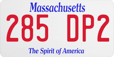 MA license plate 285DP2