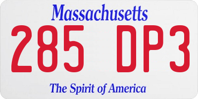 MA license plate 285DP3