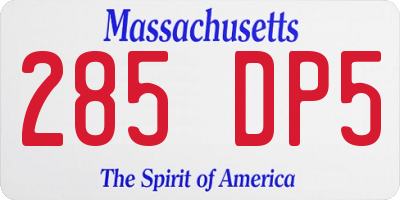 MA license plate 285DP5
