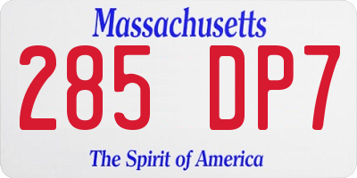 MA license plate 285DP7