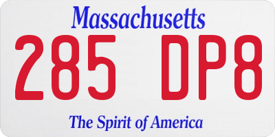 MA license plate 285DP8