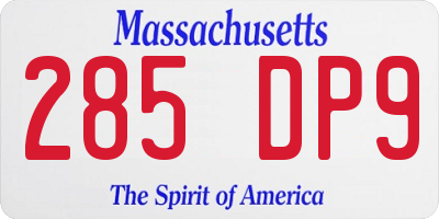 MA license plate 285DP9