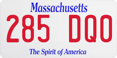 MA license plate 285DQ0