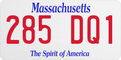 MA license plate 285DQ1