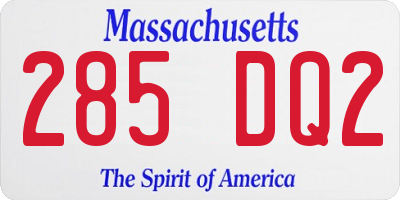 MA license plate 285DQ2