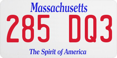 MA license plate 285DQ3