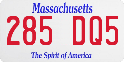 MA license plate 285DQ5