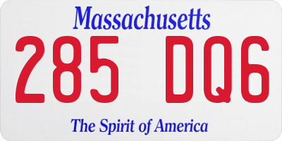 MA license plate 285DQ6