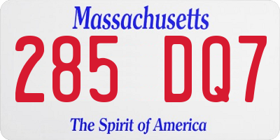 MA license plate 285DQ7