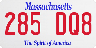 MA license plate 285DQ8