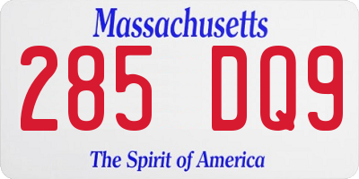 MA license plate 285DQ9