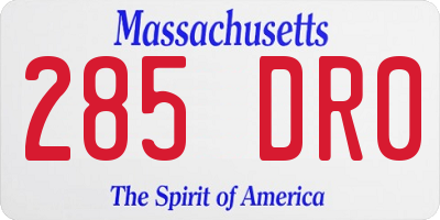 MA license plate 285DR0