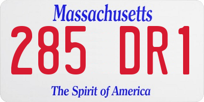 MA license plate 285DR1