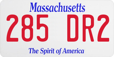 MA license plate 285DR2