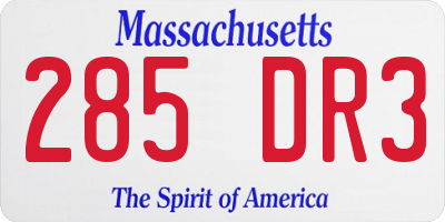 MA license plate 285DR3