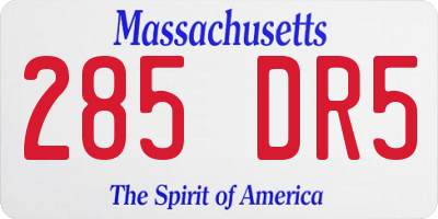 MA license plate 285DR5