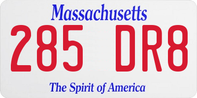 MA license plate 285DR8