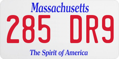 MA license plate 285DR9