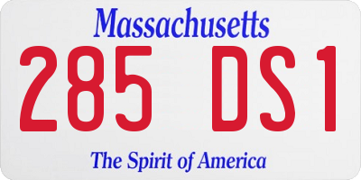 MA license plate 285DS1