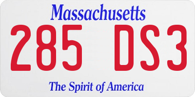 MA license plate 285DS3