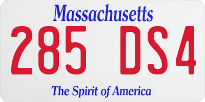 MA license plate 285DS4