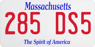 MA license plate 285DS5