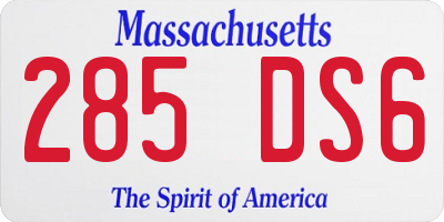 MA license plate 285DS6