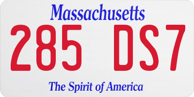 MA license plate 285DS7