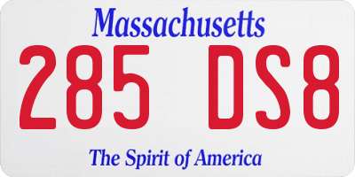 MA license plate 285DS8