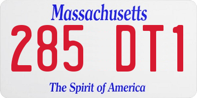 MA license plate 285DT1