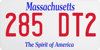 MA license plate 285DT2
