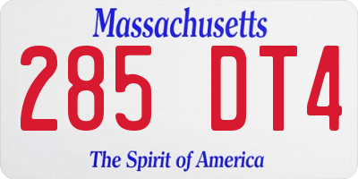 MA license plate 285DT4