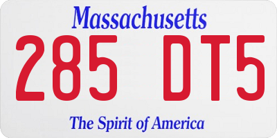 MA license plate 285DT5