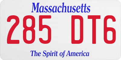 MA license plate 285DT6