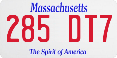 MA license plate 285DT7