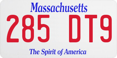 MA license plate 285DT9