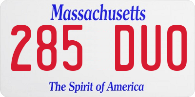 MA license plate 285DU0