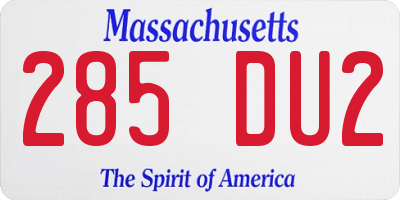 MA license plate 285DU2