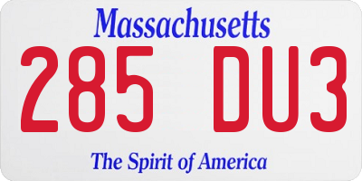 MA license plate 285DU3