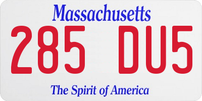 MA license plate 285DU5