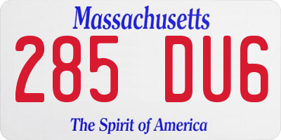 MA license plate 285DU6