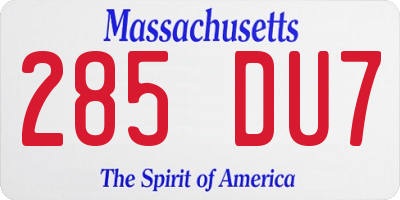 MA license plate 285DU7