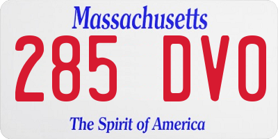 MA license plate 285DV0