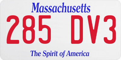 MA license plate 285DV3