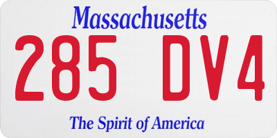 MA license plate 285DV4