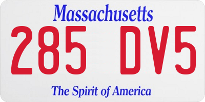 MA license plate 285DV5